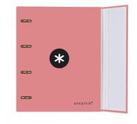 CARPETA CON RECAMBIO LIDERPAPEL ANTARTIK A4 CUADRO 5MM FORRADA 4 ANILLAS 40MM REDONDAS COLOR CORAL