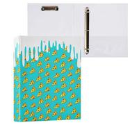 Carpeta de 3 anillos redondos para pizza, helado, 1.5 pulgadas, color turquesa y blanco, carpeta de 3 anillos para oficina, escuela, suministros de trabajo, carpeta de archivos, documentos, capacidad