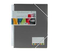 Carpeta de 40 Fundas Transparentes A4 con Espiral - Fundas Ultra Cristal - Apertura 360º - REF.13418-G - Tapas rígidas y tarjetero en la portada - Cierre de gomas - Vital Colors by Office Box (Gris)