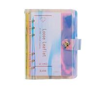 Carpeta de 6 agujeros de PVC colorida con cierre de botón a presión para hojas sueltas, recambio, cuaderno de recortes, álbum de recortes y carpeta protectora (Laser, A5 mini set)