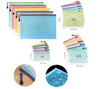 Carpeta de almacenamiento de papelería A4/A5/A6, bolsa de malla con cremallera, bolsa para documentos, carpetas de archivos con cremallera, suministros escolares y de oficina, 5 uds. 10 Pcs mix