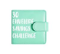 Carpeta de desafío de ahorro, organizador de sobres de presupuesto, cartera impermeable de poliuretano de 11,5 x 11 cm para control de efectivo, cierre de hebilla magnética, libro de planificación