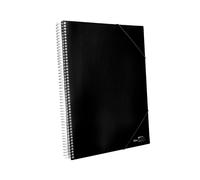 Carpeta de fundas tamaño A5, color negro, 20 fundas | LIDERPAPEL - Cuaderno con fundas polipropileno, encuadernado en espiral y pastas PVC con gomas elásticas // Ref: 10985