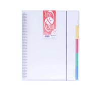 Carpeta de fundas y separadores GRAFOPLÁS - Carpeta transparente de anillas con 20 fundas y 5 separadores divisores de colores surtidos y extraíbles, cierre de gomillas // Ref: 39422000