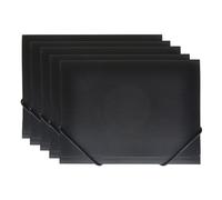Carpeta de Gomas tamaño A5. Translúcida.100% reciclable. Tamaño cuartilla. Ideal para facturas, recibos, etc. Cierre de gomas redondas de gran resistencia. By Office Box. Ref 51015 (5, Negro)