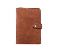 Carpeta económica A6, cubierta de carpeta de anillas redonda recargable 6, juego de carpetas de anillas, carpeta de ahorro de cuero PU, con 12 bolsas transparentes con cremallera (marrón)