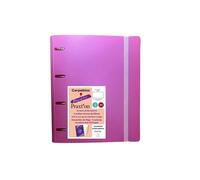 Carpeta Equipada PRAXTON Plástico Rosa, Din-A4 100H 4 Anillas 35 mm.