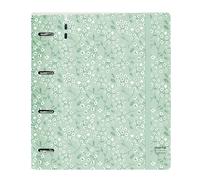 Carpeta Equipada SAFTA PP Foam Flowers Light Green, Din-A4 4 Anillas 35 mm.