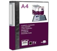 CARPETA LIDERPAPEL 30 FUNDAS CANGURO PP DIN A4 NEGRO OPACO PORTADA Y LOMO PERSONALIZABLE
