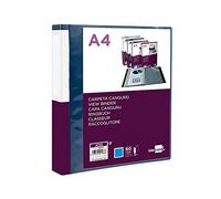 Carpeta liderpapel 60 fundas canguro pp din a4 azul translucido portada y lomo personalizable - JC24