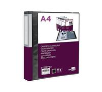 Carpeta liderpapel 60 fundas canguro pp din a4 negro opaco portada y lomo personalizable - JC22