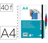 CARPETA LIDERPAPEL A4 CON 40 FUNDAS INTERCAMBIABLES 5 SEP SOBRE Y GOMILLA PORTADA Y LOMOPERSONALIZABLE TRANSPARENTE
