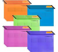 Carpeta organizadora de formato A4, circular, fabricada en polipropileno, con soportes para tarjetas y clips para la organización de la oficina