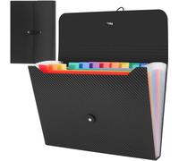 Carpeta organizadora de tamaño A4 con 13 compartimentos, plegable, para guardar documentos, de tamaño A4, color , fabricada en material termoplástico duro.