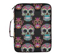 Carpeta organizadora expansible negra con diseño de calaveras de dibujos animados, carpeta de anillas con archivo de acordeón, funda resistente al agua para el hogar, escuela, oficina, viajes
