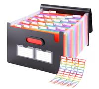 Carpeta para documentos A4 con 26 compartimentos, carpeta de almacenamiento | Carpeta de archivos de colores con etiquetas adhesivas con compartimentos, carpeta organizadora para la escuela o la oficina