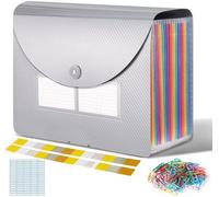 Carpetas de archivo Rainbow A4 con tapa y 24 compartimentos, color plateado