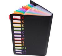Carpetas de archivo verde A4 - Archivador con 12 compartimentos - Organizador tipo acordeón de plástico - Material escolar y de oficina