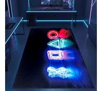CARPETIA Alfombra Redonda Zona de Juego diseño fácil Cuidado Sala de Estar Juvenil decoración llamativa Colores Agradable sensación al Caminar en Negro y neón Colores 80 cm Redonda