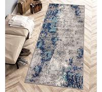 Carpeto Alfombra Salón 70x300cm Antracita Azul Abstracto Suave Pelo Corto | Alfombra para Dormitorio Comedor Oficina Suelo Radiante Fácil de Limpiar Resistente a Detergentes Sintético Moderno Vistoso