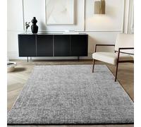 Carpetsale24, Alfombra Algodón Chenille Gris 200x290 cm Lavable, Estilo Boho, Vintage Kelim, Pelo Corto, Antideslizante, Suave, Monocromático Mélange, para Sala, Dormitorio, Oficina y Cocina