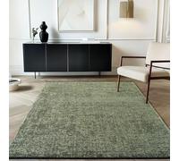 Carpetsale24, Alfombra Algodón Chenille Verde 240x340 cm Lavable, Estilo Boho, Vintage Kelim, Pelo Corto, Antideslizante, Suave, Monocromático Mélange, para Sala, Dormitorio, Oficina y Cocina