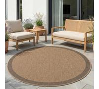 Carpetsale24 Alfombra Exterior Redonda 120 cm Beige, Resistente a la Intemperie Fácil de Limpiar, Alfombra Estilo Yute Natural para Terraza Balcón Salón