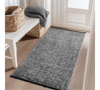 Carpetsale24, Alfombra Runner Algodón Chenille Gris 80x150 cm Lavable, Estilo Boho, Vintage Kelim, Pelo Corto, Antideslizante, Suave, Monocromático Mélange, para Cocina, Dormitorio y Pasillo