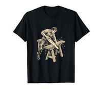 Carpintero de Mano de Corte de Sierra de Linocut para carpintería Camiseta