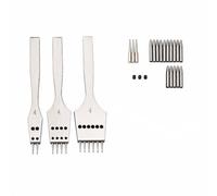 CarpNettore Herramienta Punzón Mano para Marroquinería con Cuerpo Metálico y Dientes smontables para Perforar y Materiales Similares en Talleres Caseros, Kit 4MM