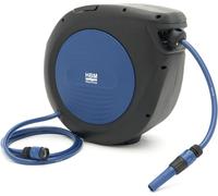 Carrete automático retráctil para manguera de agua, con sistema de bloqueo y soporte de pared HBM