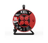 Carrete de cable de 50 metros, 4 enchufes Schuko de 230 V, cable H05RR-F de 3 x 1,5, línea profesional, modelo W-98500