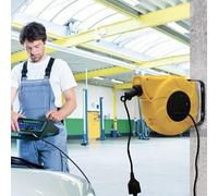 Electraline Enrollacables eléctrico automático a resorte con alargador 100237 – 15 m, 250 V Amarillo