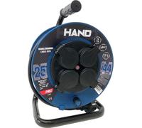 Carrete de cable HAND PRO, 25 metros, 4 tomas de corriente, 230V, IP44, cable H05RN-F, 3x1,5 mm²
