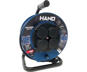 Carrete de cable HAND PRO, 25 metros, 4 tomas de corriente, 230V, IP44, cable H05RN-F, 3x1,5 mm²