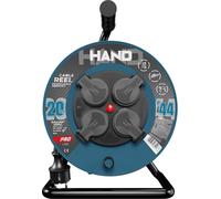 Carrete de cable HAND PRO de 20 metros, con 4 enchufes de 230V, grado de protección IP44, cable H05RN-F de 3x2,5 mm²