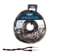 Carrete de cable paralelo textil trenzado H05VV-F 2 x 1,50 mm² marrón, 5 m - Ideal para instalaciones eléctricas y conexiones seguras.