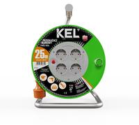 Carrete de cable Plastrol, línea STANDARD, con enchufe SCHUKO; 4 enchufes de 2 polos + toma de tierra; IP20; 10A; cable H05VV-F; sección de cable 3x1,5; longitud 25 metros; color naranja (W-97540)