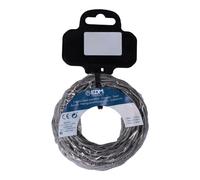 Carrete de cable textil trenzado H03VV-F 2x0,75 mm² gris oscuro, 5 m - Ideal para instalaciones eléctricas decorativas y reparaciones.