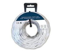 Carrete de cable textil trenzado H05V-K 2 x 1,00 mm², 5 m, ideal para conexiones eléctricas en interiores y aplicaciones decorativas.