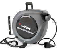 Carrete de cable Wiltec de 20 m + 2 m, con enrollador automático de cable de 1500 – 3200 W, soporte de 180° para cable, carrete de cable robusto