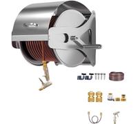 Carrete de manguera de acero inoxidable para exteriores, para pared o suelo. Carro de manguera de jardín metálico con boquilla de pulverización de múltiples patrones. Enrollador de manguera portátil, 