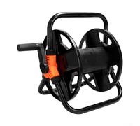 Carrete de manguera de jardín de 20 metros con mango de cuerda para riego al aire libre, carrito de almacenamiento de plástico y metal resistente o soporte de montaje en pared en color blanco y negro