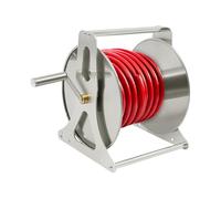 Carrete de manguera de riego,50m Manguera 1/2",Montaje en pared o tierra | Carrete manguera de riego,acero inoxidable,carga 20 kg,Portátil jardín al aire libre,Anti-óxido durable