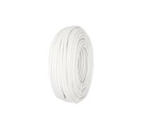 Carrete de manguera tubular 15 m H05VV-F 3G 1,00 mm² blanca, ideal para conexiones eléctricas y uso en exteriores.