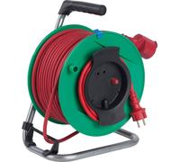 Carrete para cable eléctrico - Enrollador de cable - Para organizar el taller - Con protección térmica - 50 metros de cable - Color rojo