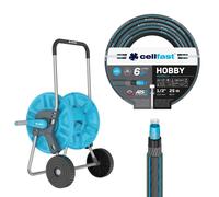 Carrete para manguera Cellfast Aluplus de 1/2", 60 metros + Manguera de jardín Cellfast Hobby ATS2 de 1/2", 25 metros