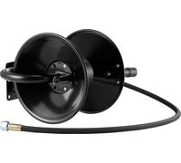 Carrete para manguera de lavadora a presión, 15.2 m x 9.5 mm. Carrete de manguera para lavadora a presión de acero resistente, para montaje en pared, suelo o camión. Máxima presión: 4000 PSI. Manivela
