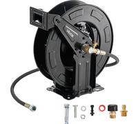 Carrete para manguera de lavadora a presión VEVOR, 15,2 m x 9,5 mm, enrollador de manguera de acero, máx. 275 bar, enrollamiento automático, montaje flexible en pared o suelo, ideal para lavado de coc