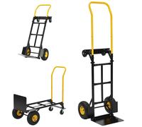 Carretilla de mano convertible 2 en 1, carrito de plataforma con 4 ruedas sólidas no planas, capacidad de 600 lb, carretilla de mano resistente para equipaje, mudanzas, viajes, compras, uso en la yell